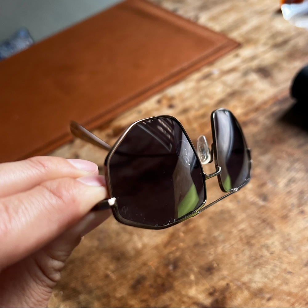 Rag&Bone Mens Pilot Polarized Sunglasses GoldBrown Frame 57mm Smoke gray lenses.